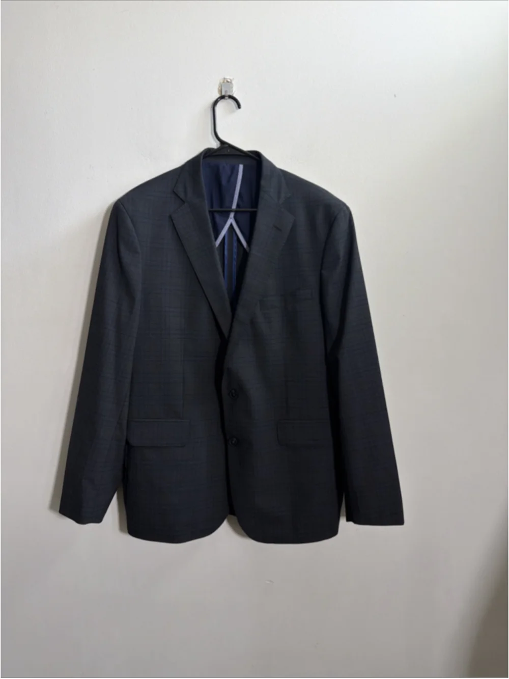 EUC MEN’S COLE HAAN GRAND OS TECH SUIT JACKET SIZE 44 REG 44R GREY BLUE BLAZER